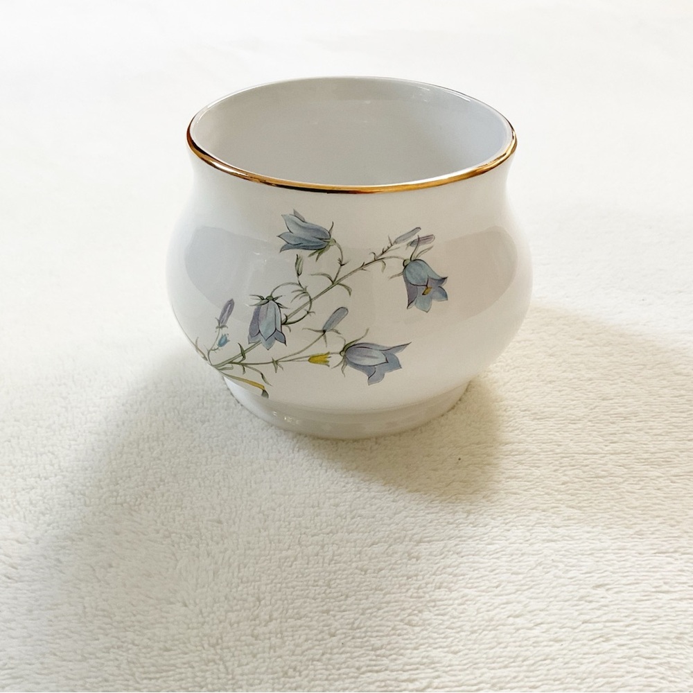 Vintage Sadler Open Sugar Bowl Blue Bell Floral Bone China England Gold Trim